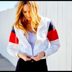 JOHN GALT Red White & Blue Cropped Windbreaker OS